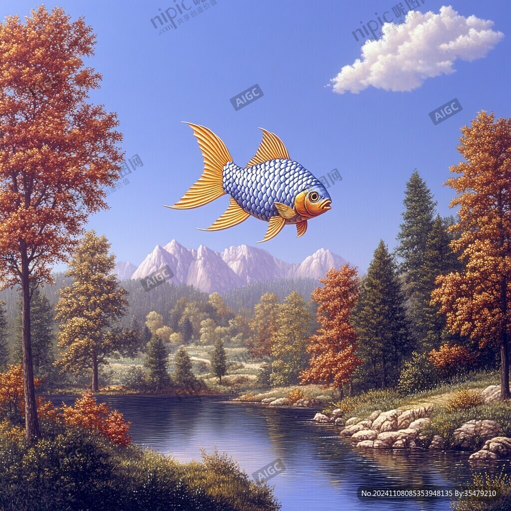 立体画素材金鱼立体画