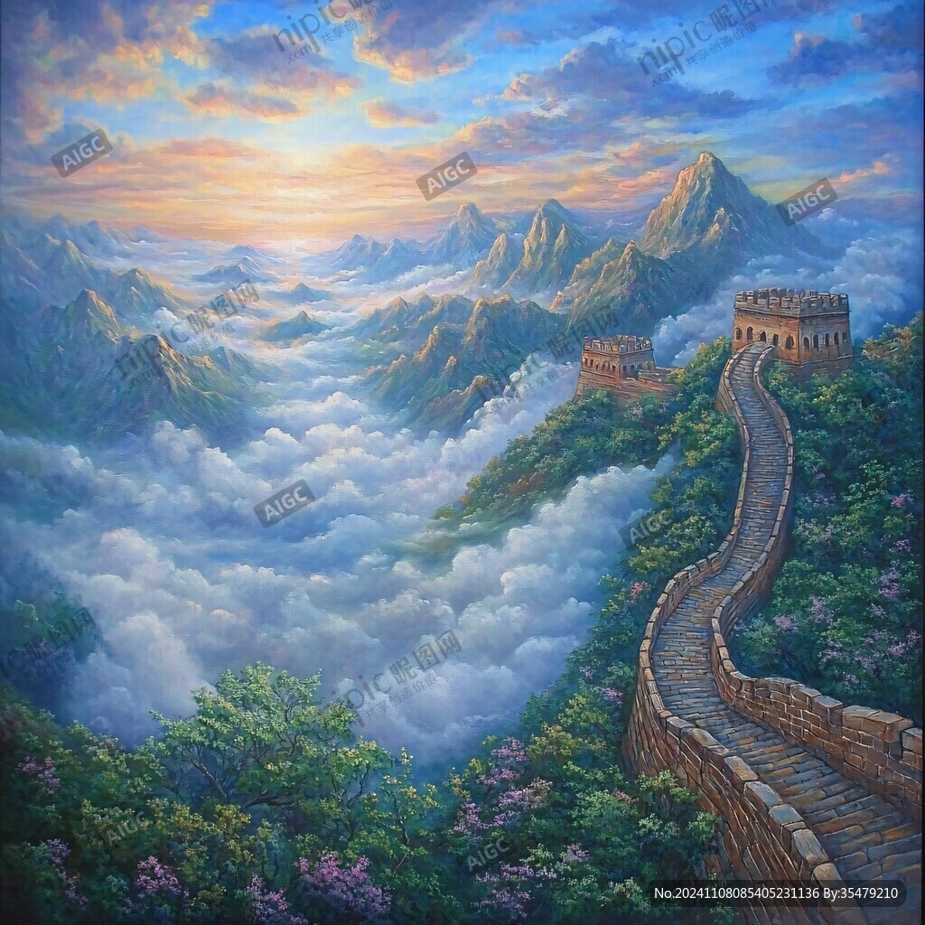 油画长城