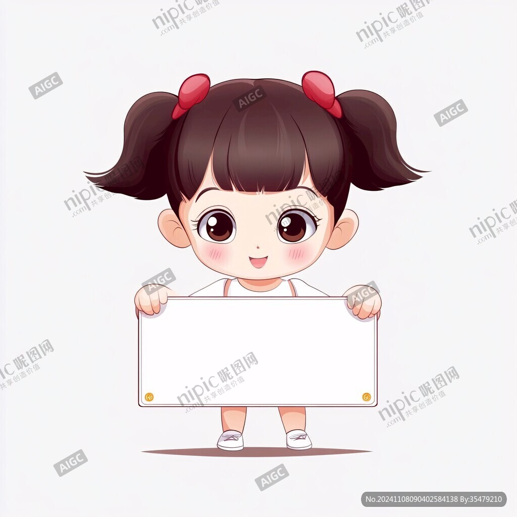 举牌卡通小女孩
