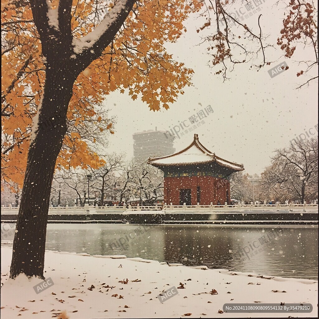 雪中的亭子