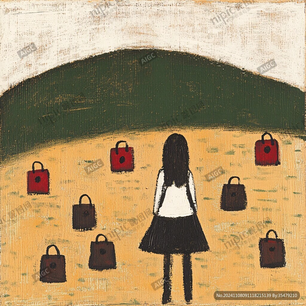 包包插画女孩