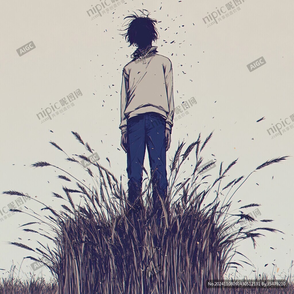 孤独背影插画