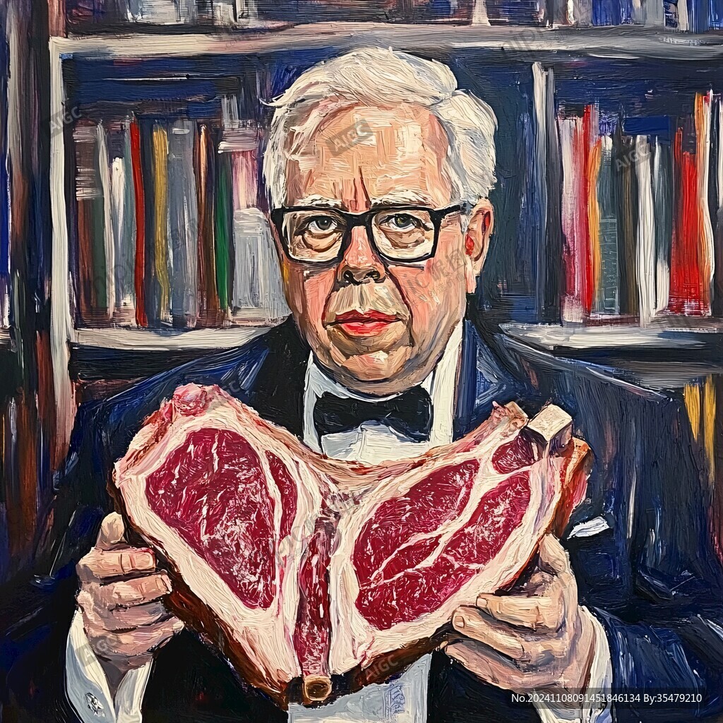 手绘牛排挂画