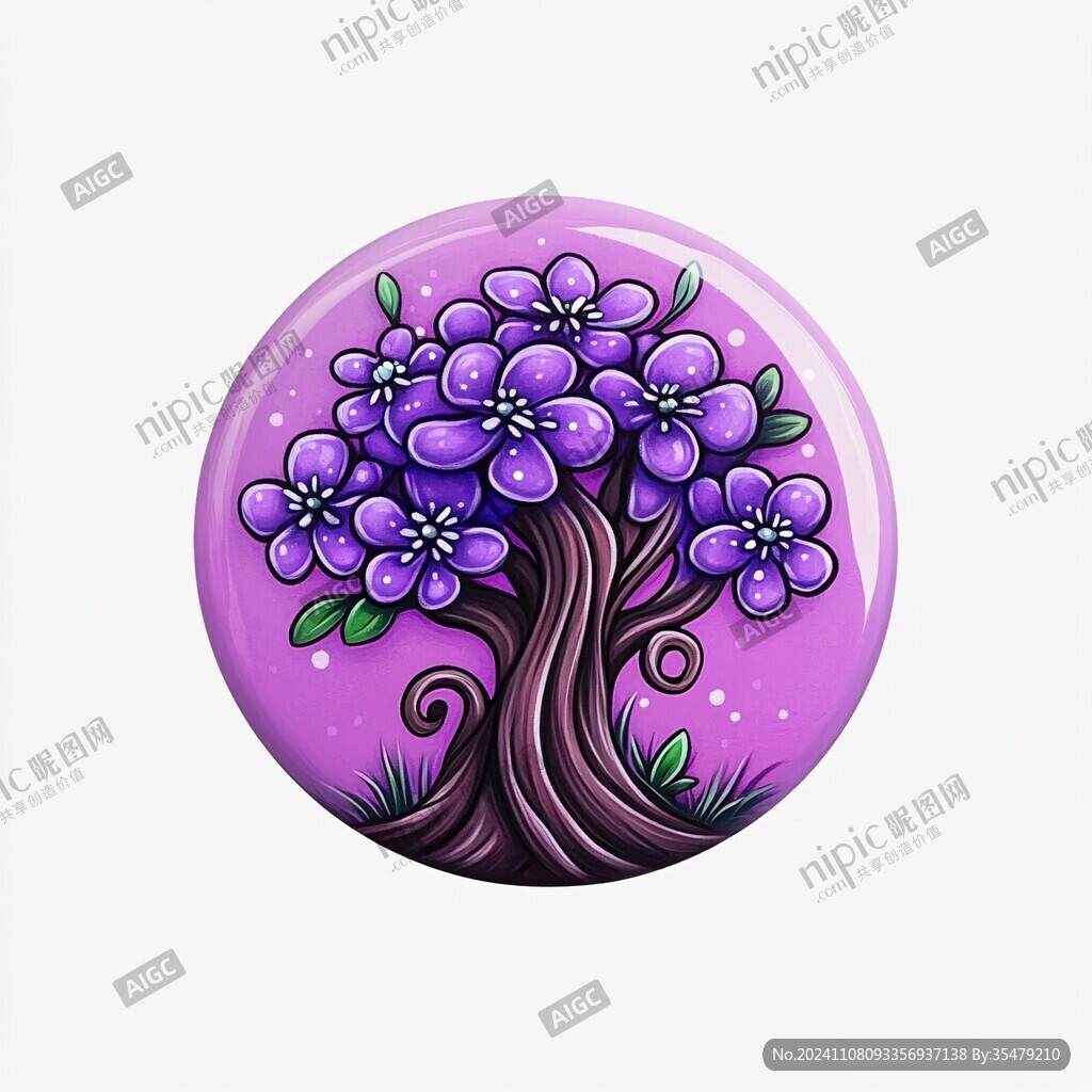 紫色手绘花艺素材