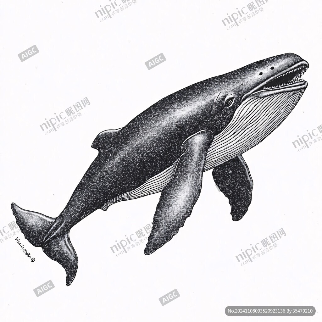 高清手绘鲸鱼