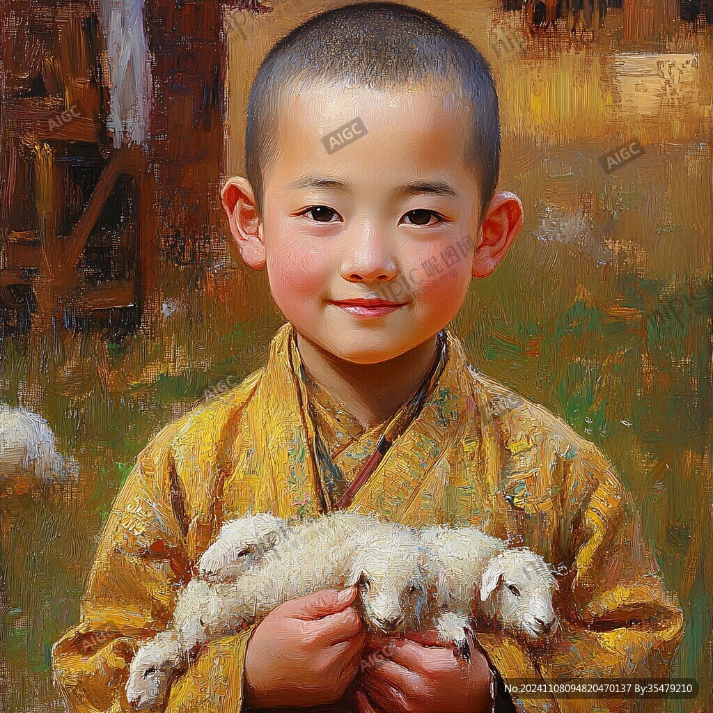 抱羊的男孩