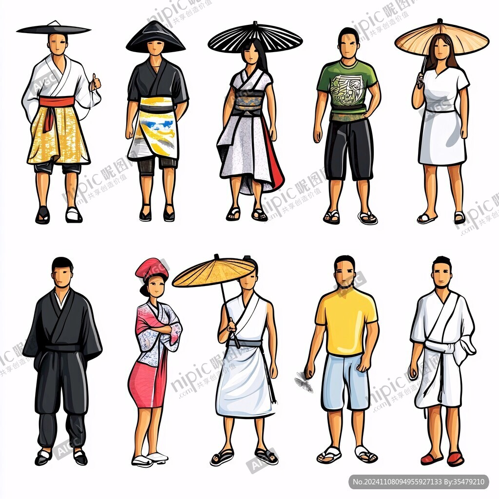 日本民族服装卡通人