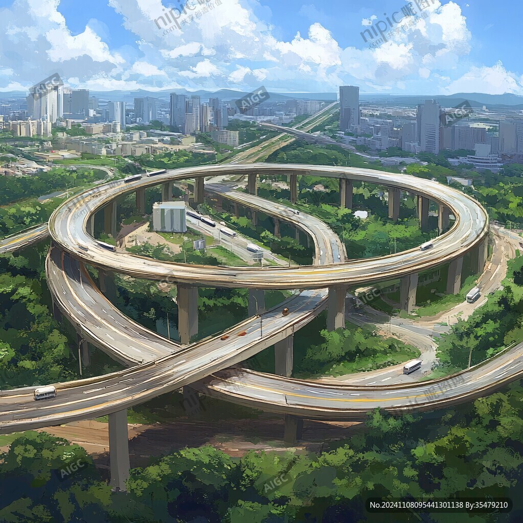 天府立交桥插画