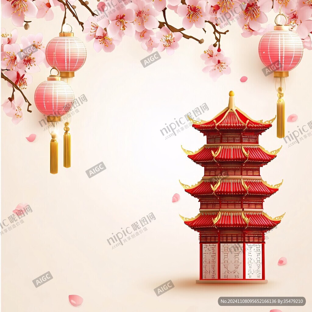 赏樱楼插画