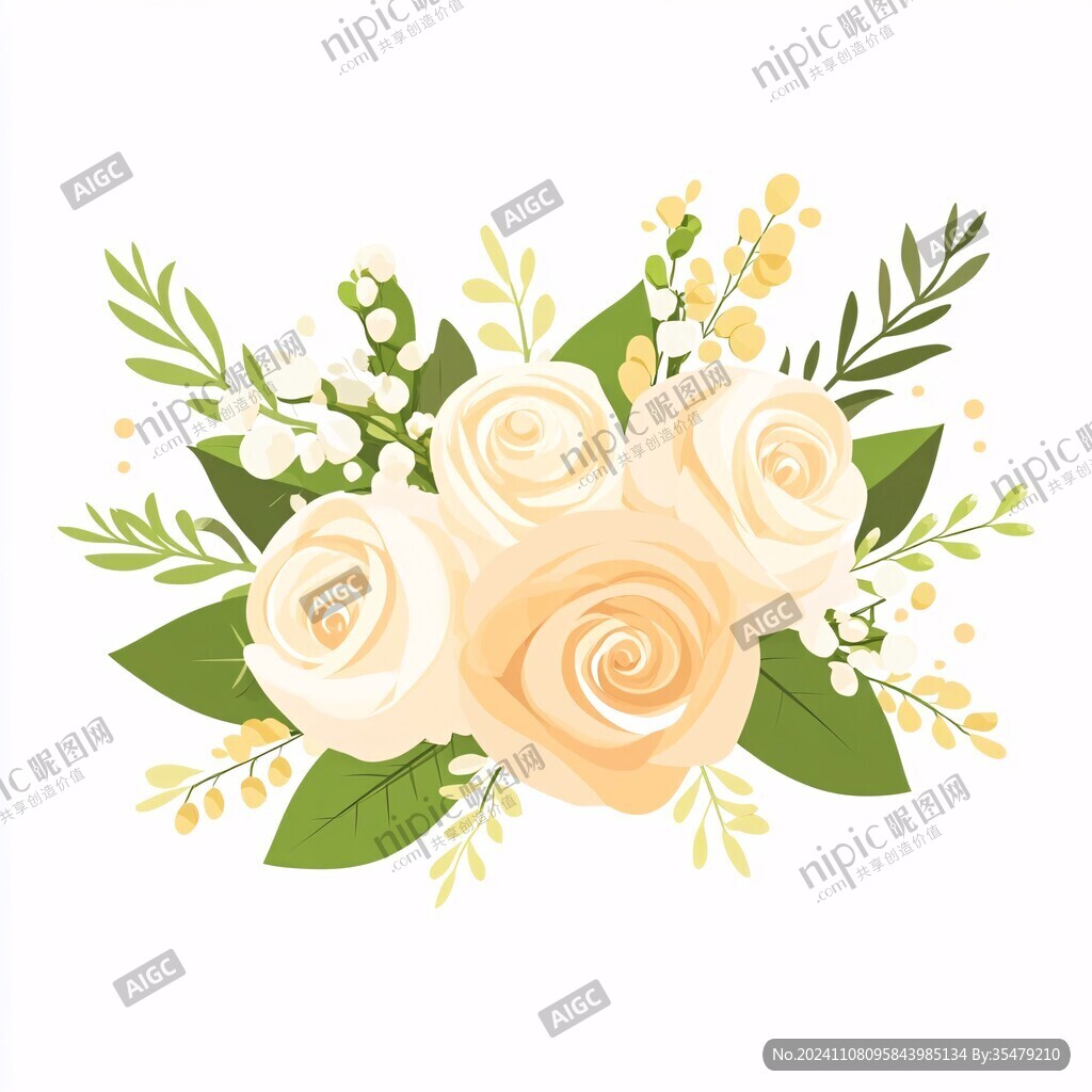 卡通花束玫瑰花插画