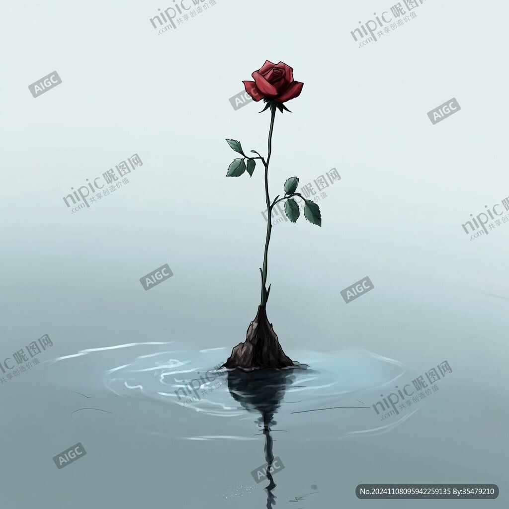 水中倒影玫瑰花