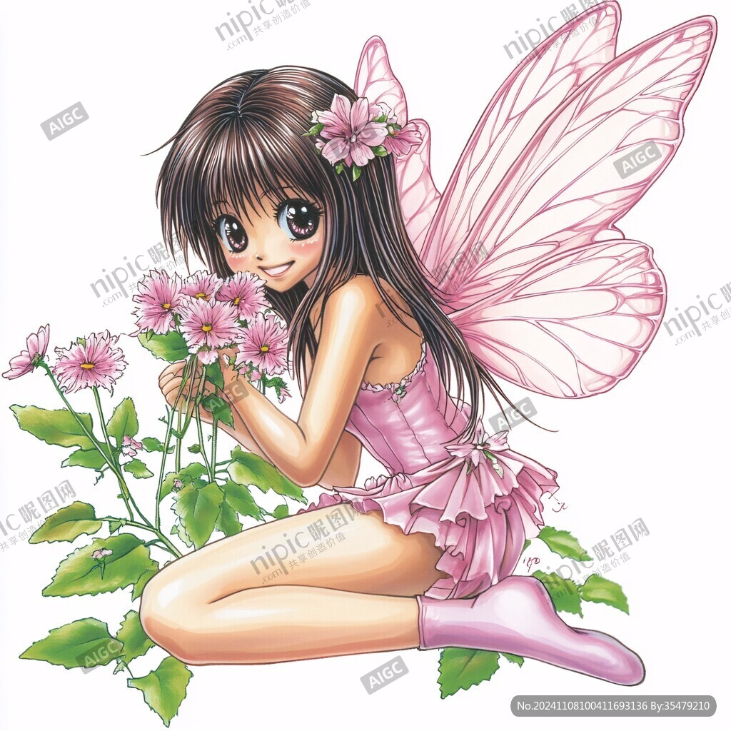 卡通美女蝴蝶