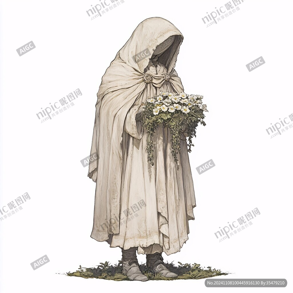 手捧鲜花的修女