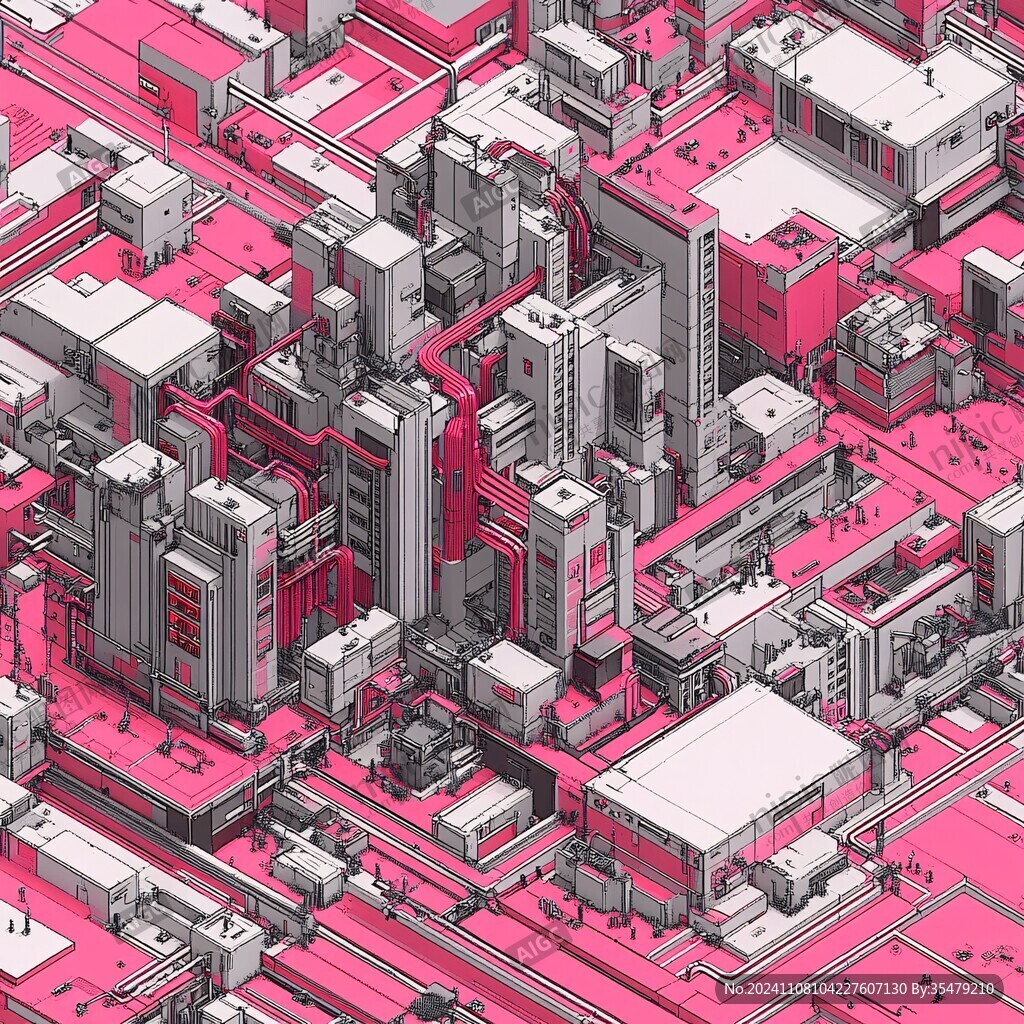 粉色城市建筑