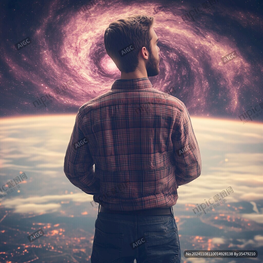 在超现实空间里的人