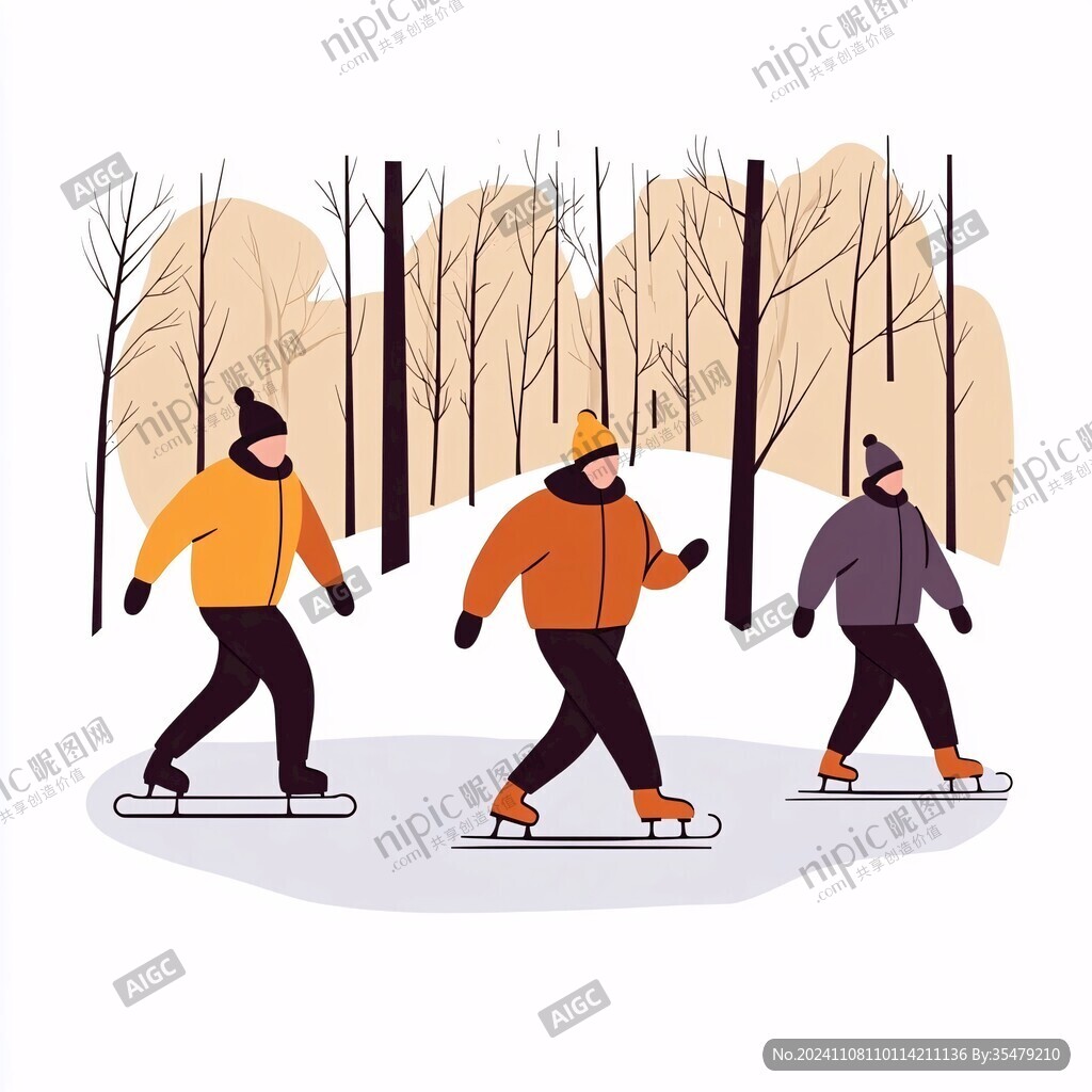 滑雪运动户外出插画