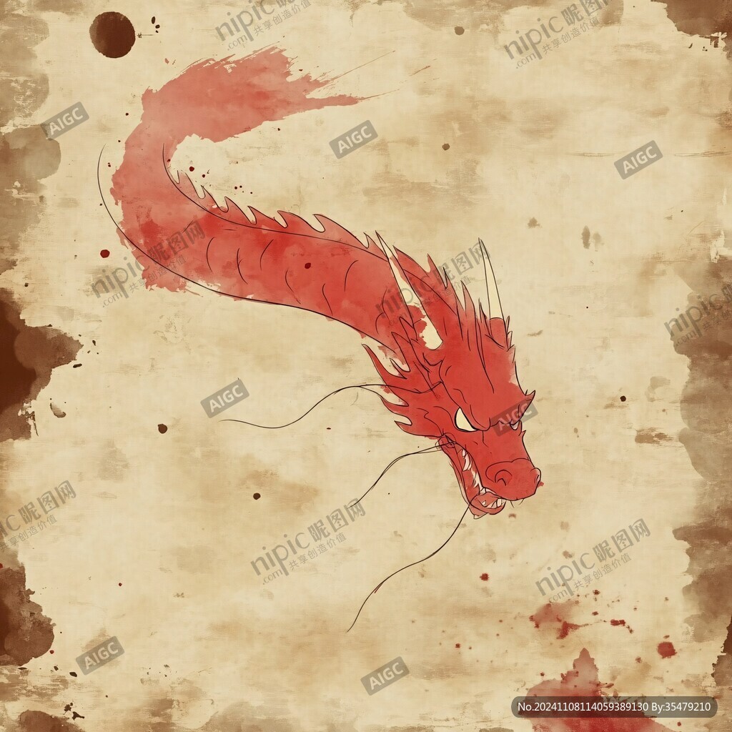 龙马插画设计水墨画