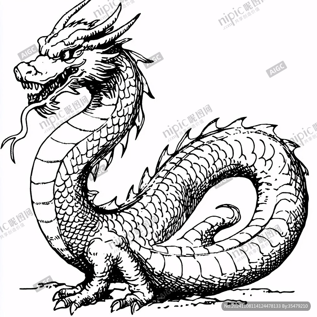 白描手绘龙