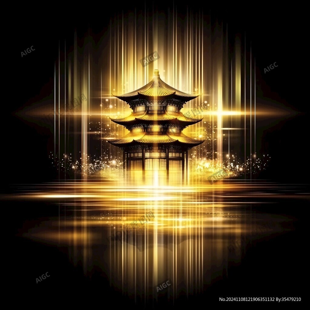 金色质感建筑中国风