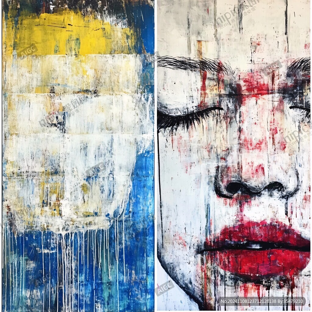 人脸色块拼接装饰画