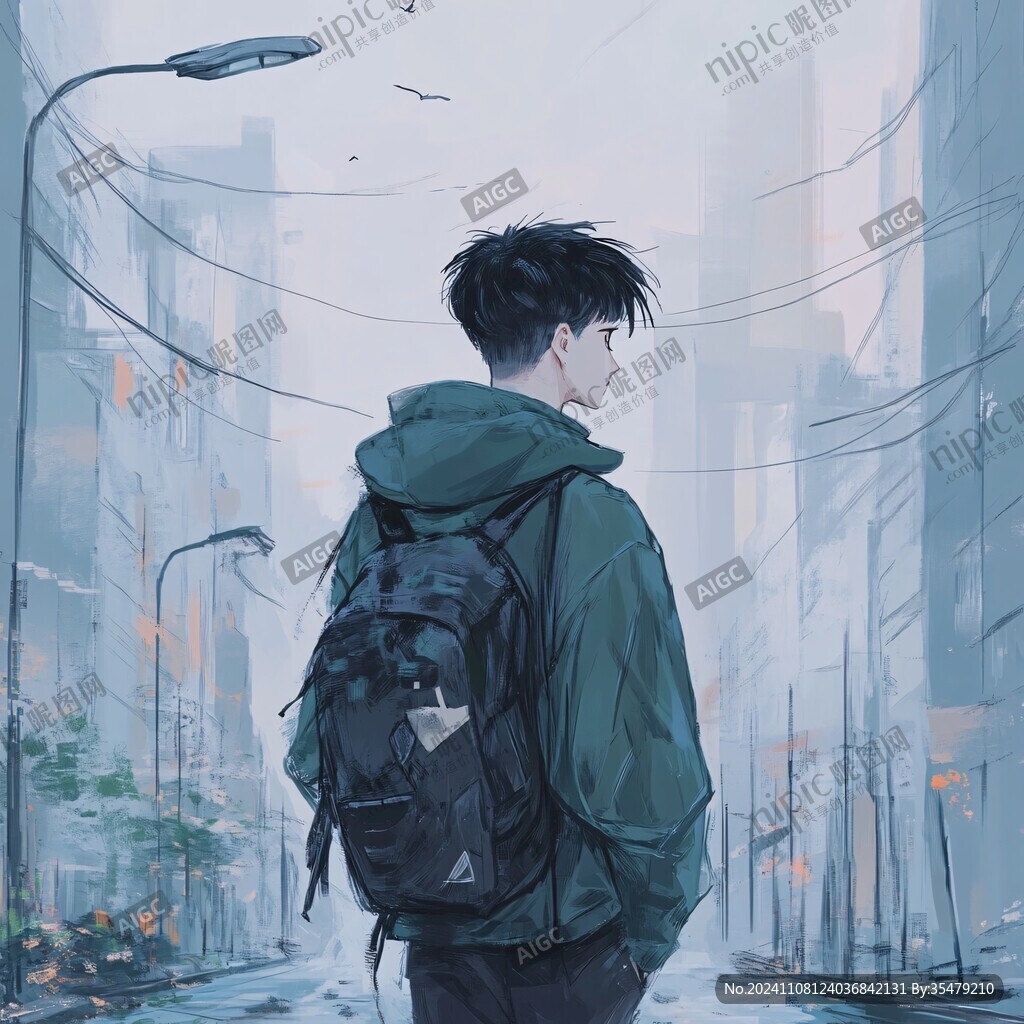 唯美男生插画