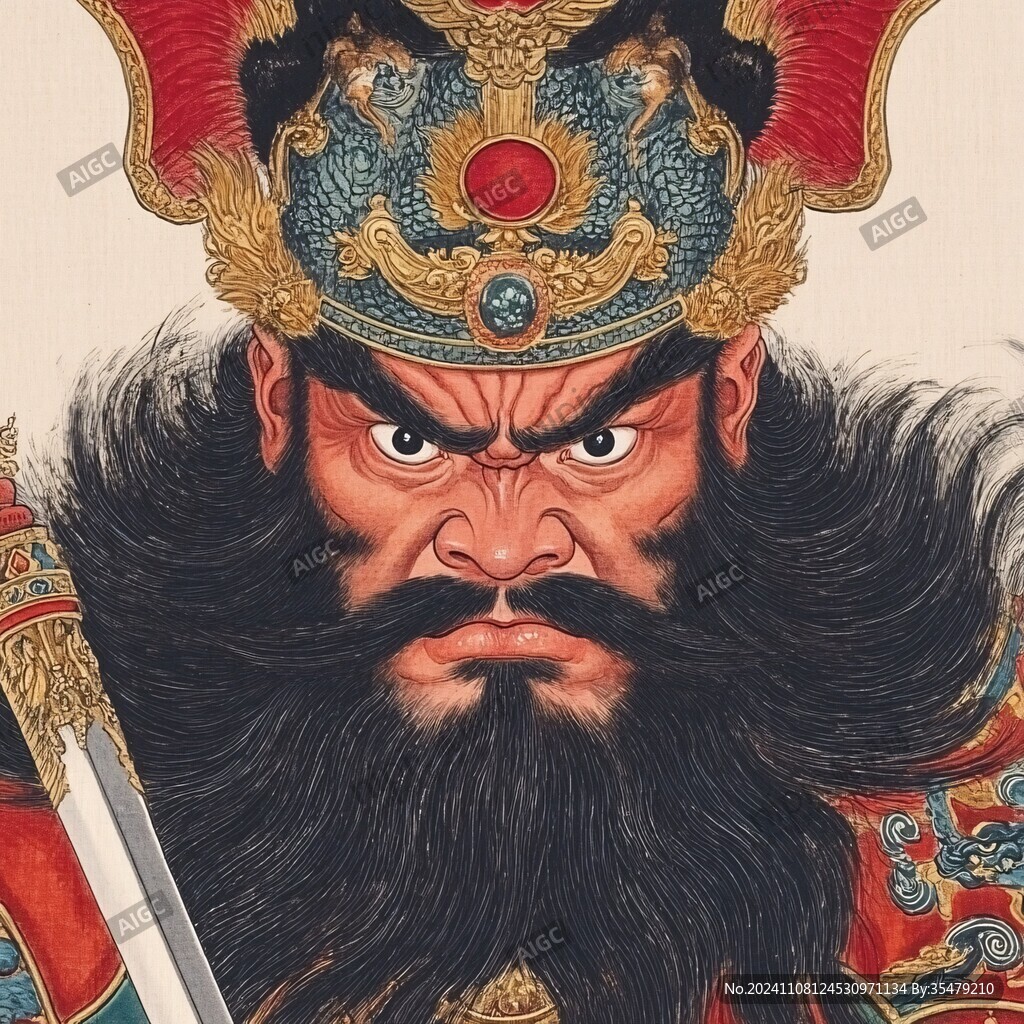 张飞戴冠脸谱