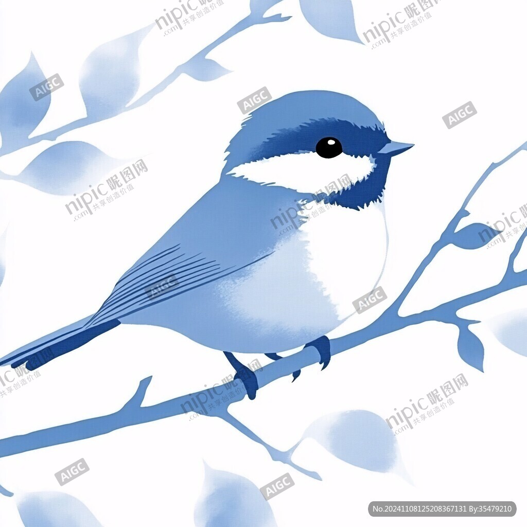 枝头小鸟插画