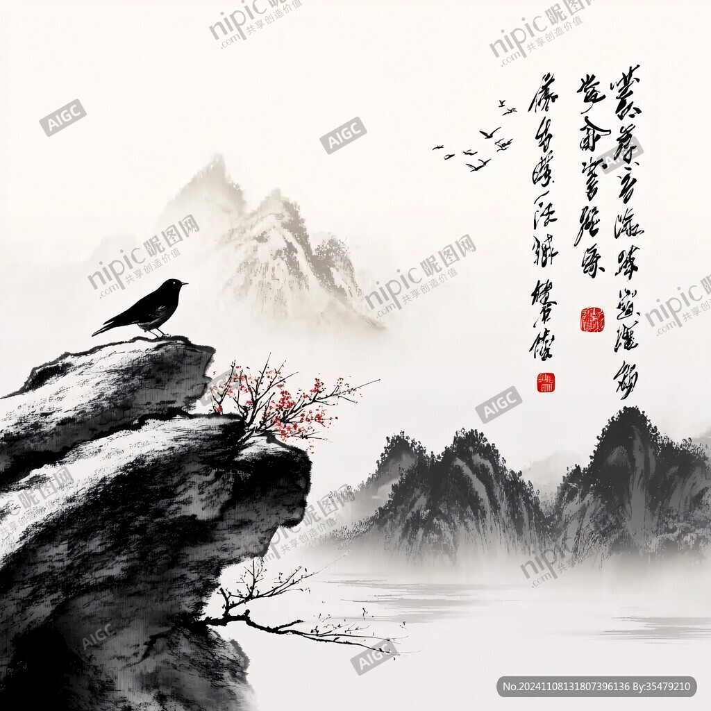 水墨风情墙贴画
