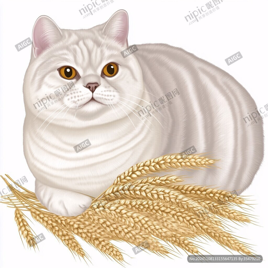 写实猫毛茸茸宠物插画