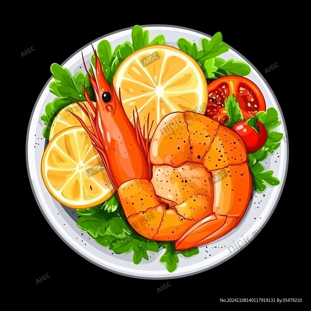 卡通食物虾