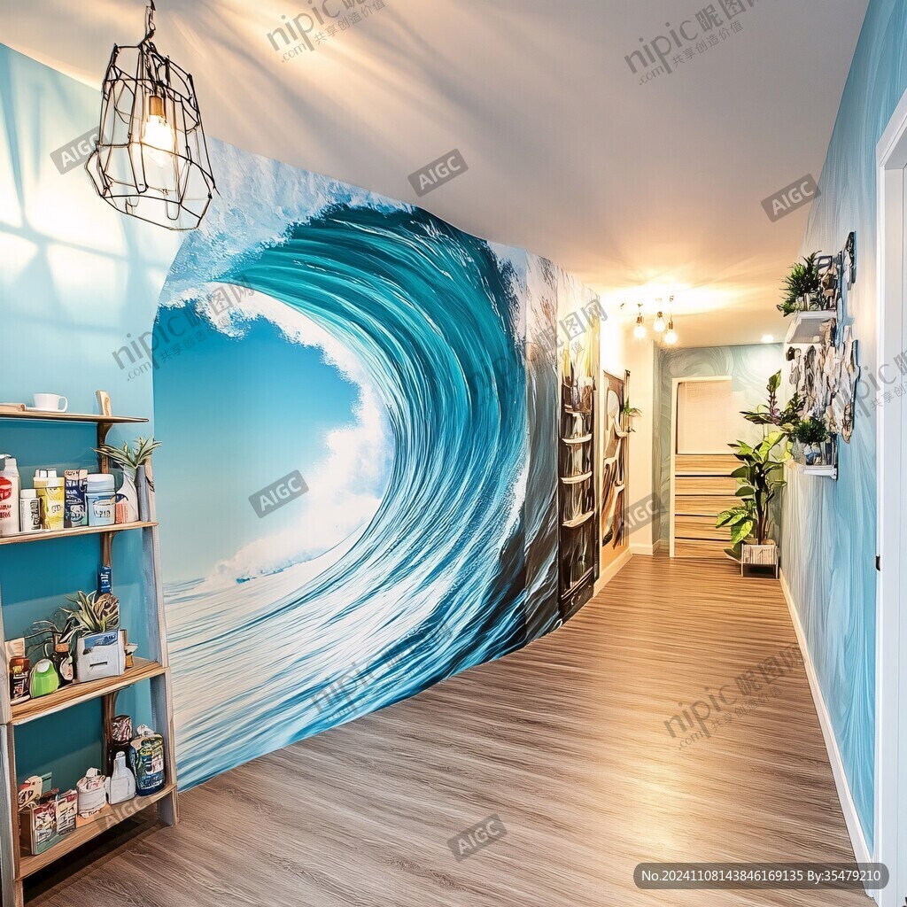 波涛海涛壁画海波海浪