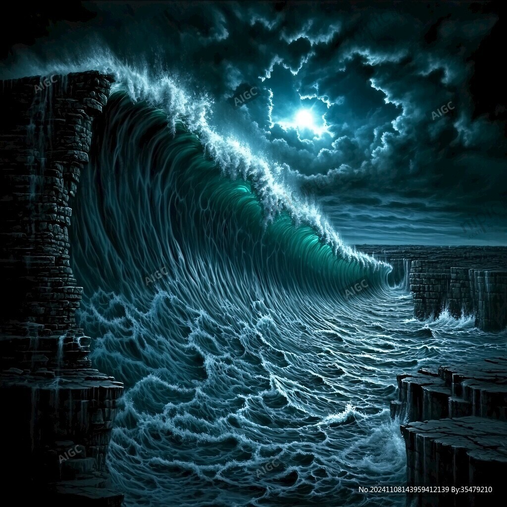 波涛海涛壁画海波海浪