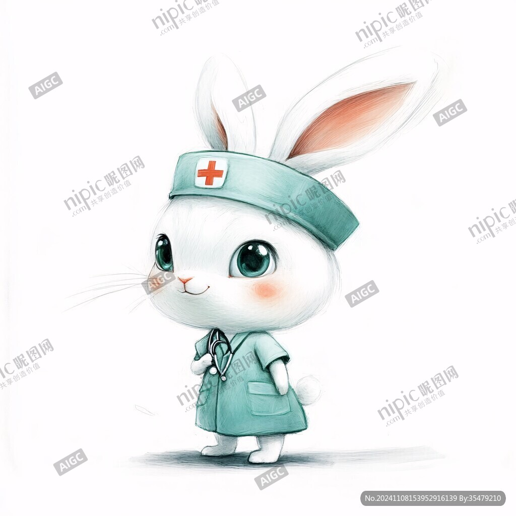卡通兔子护士