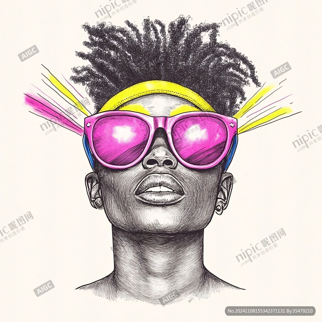 墨镜人物插画