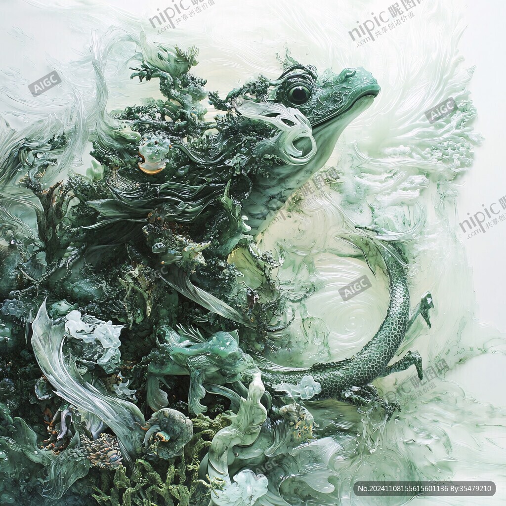 绿色翡翠仙境摆件