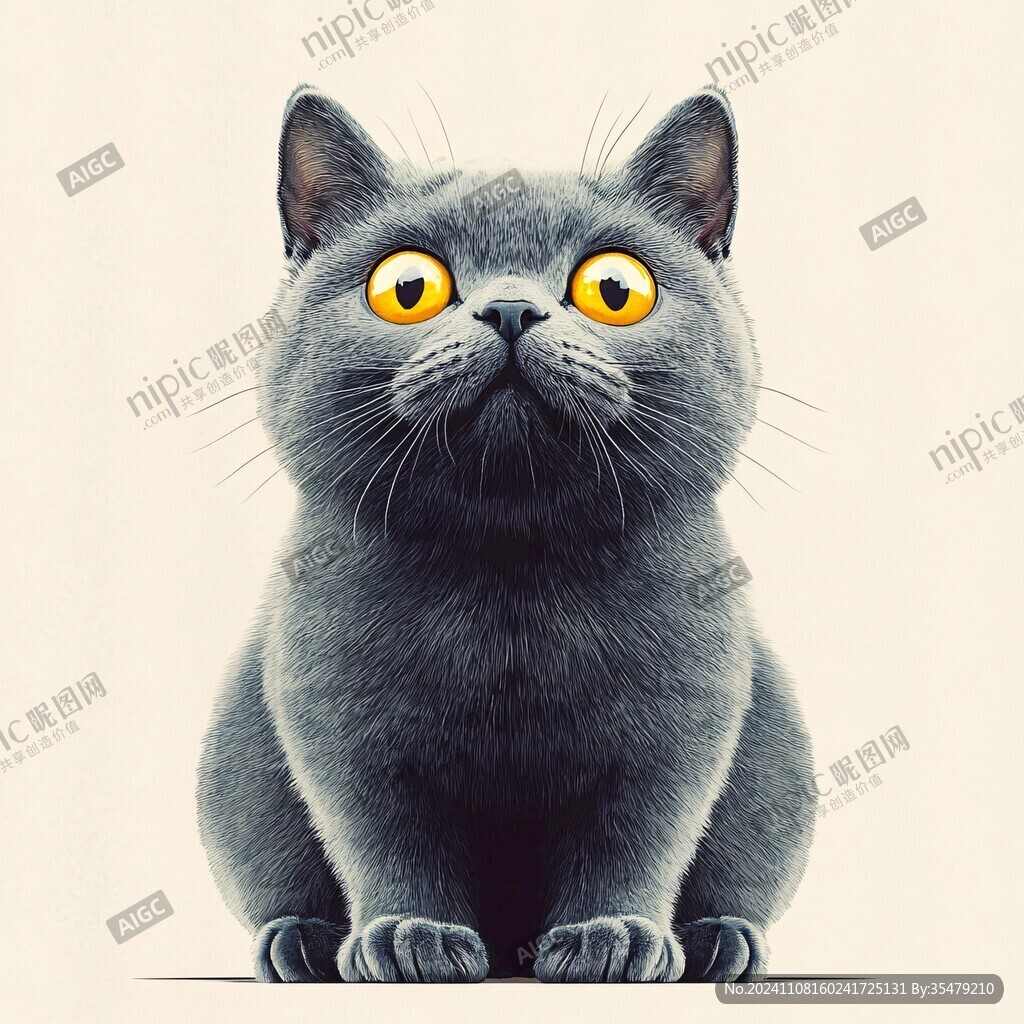 手绘大眼萌猫咪装饰画