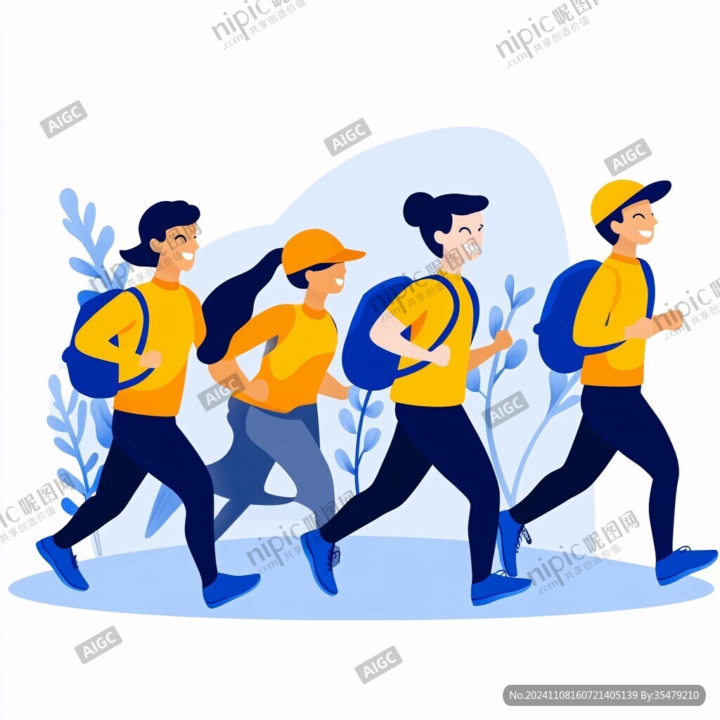 员工奔跑插画