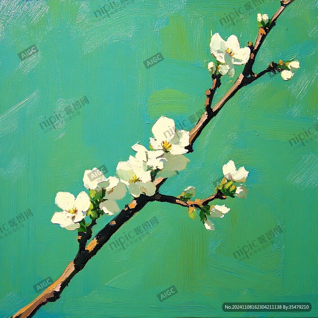 梨花水粉画