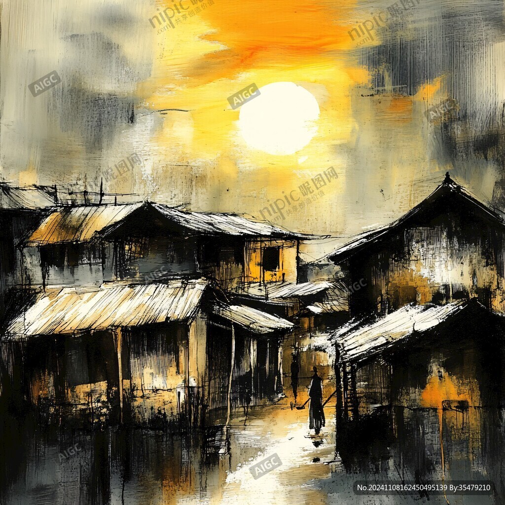 乌镇插画手绘装饰画