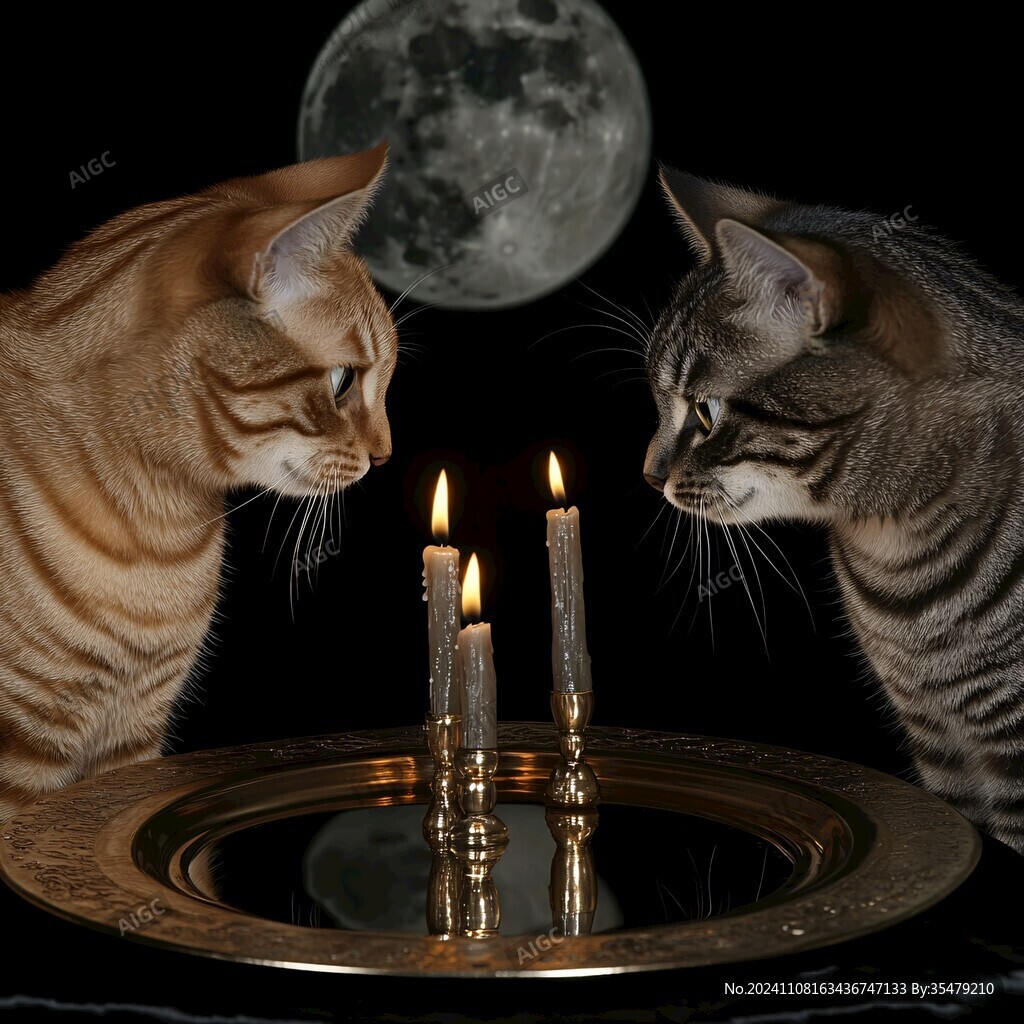 两只猫看夜空