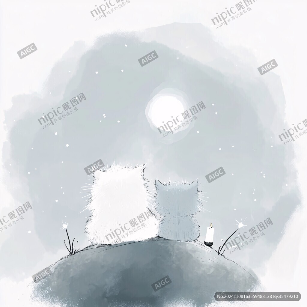 两只猫看夜空