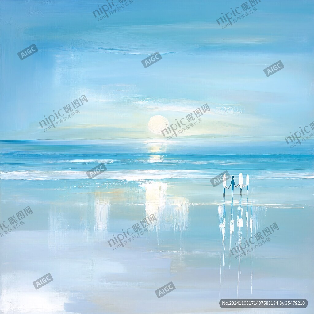 水天一色油画