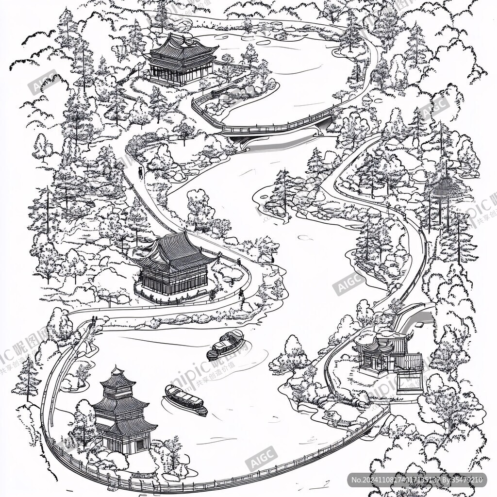 避暑山庄线描