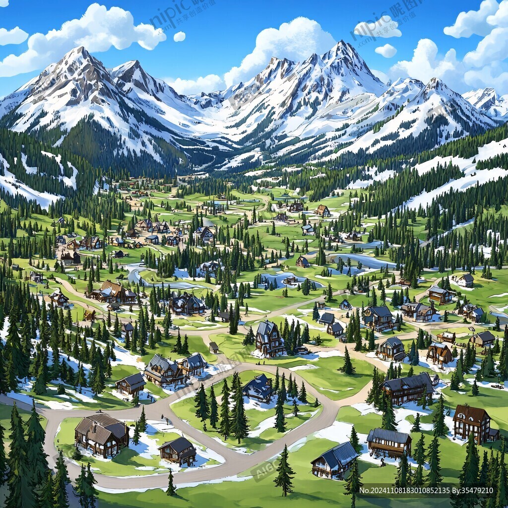 欧式北欧山地小镇