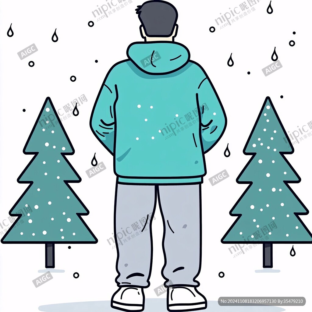赏雪景的人