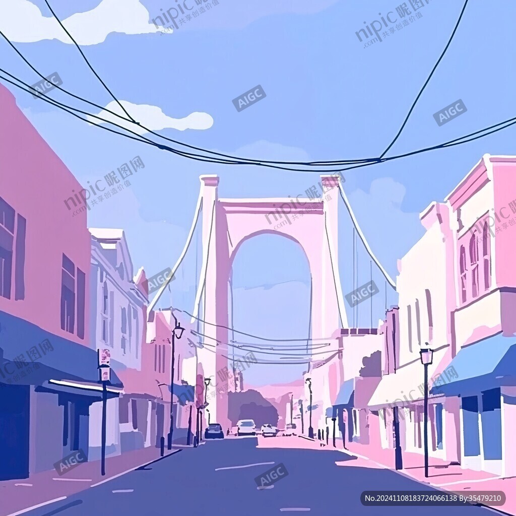 龙街大桥插画