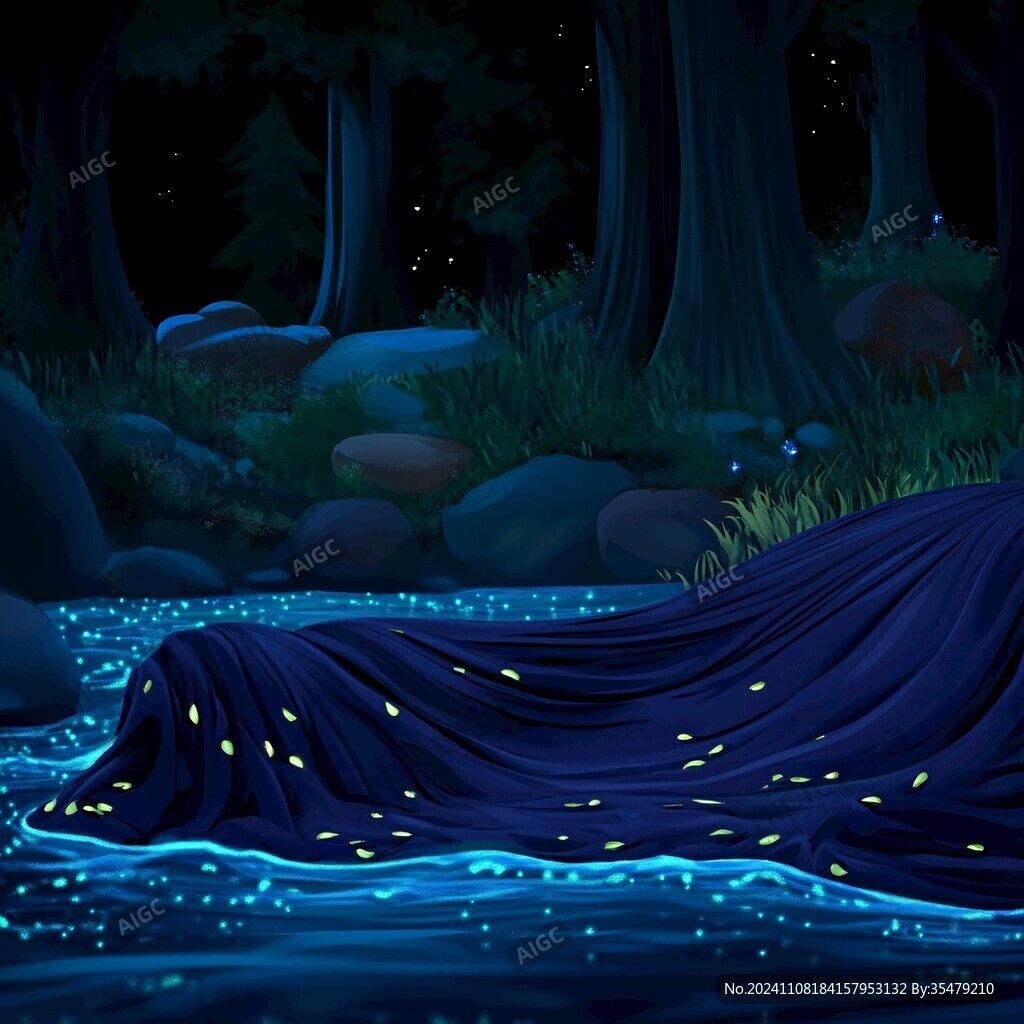 萤火虫之夜插画海报