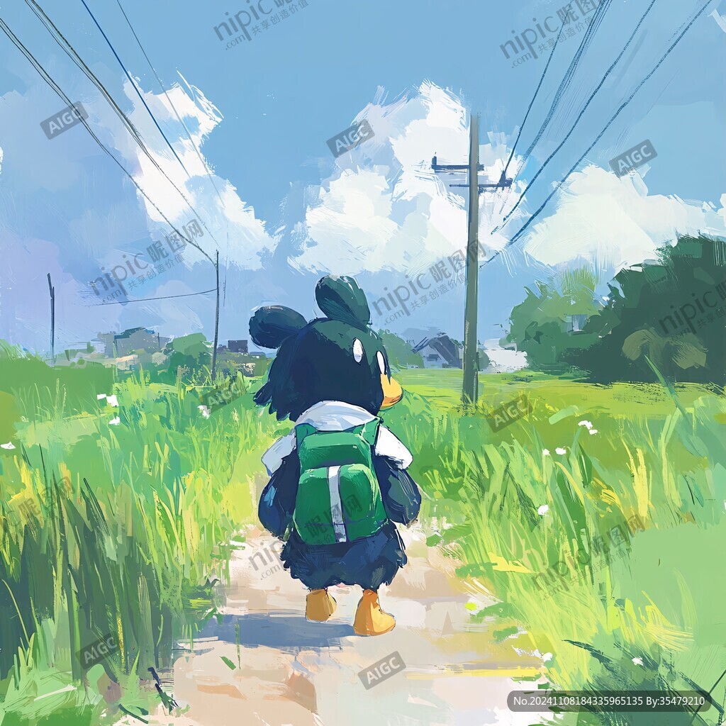 田间鸭插画