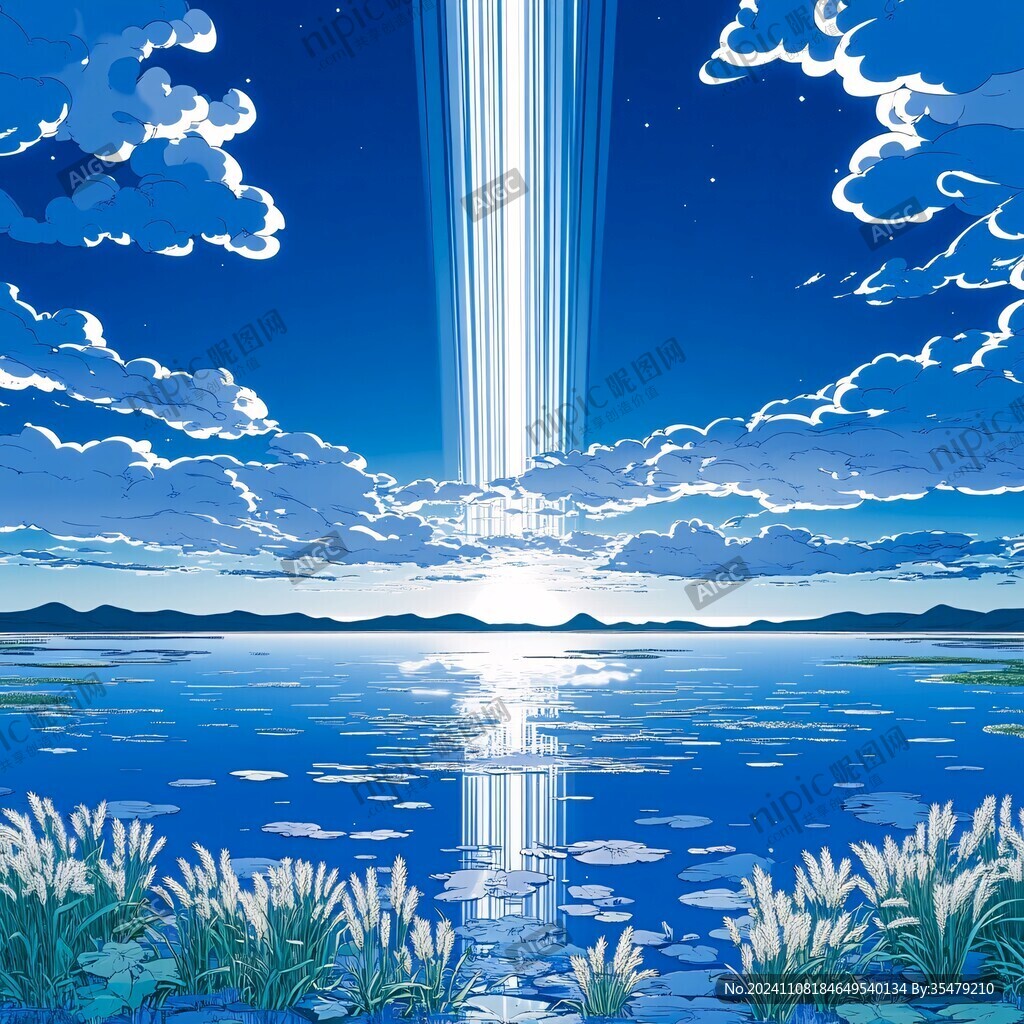 湖面插画