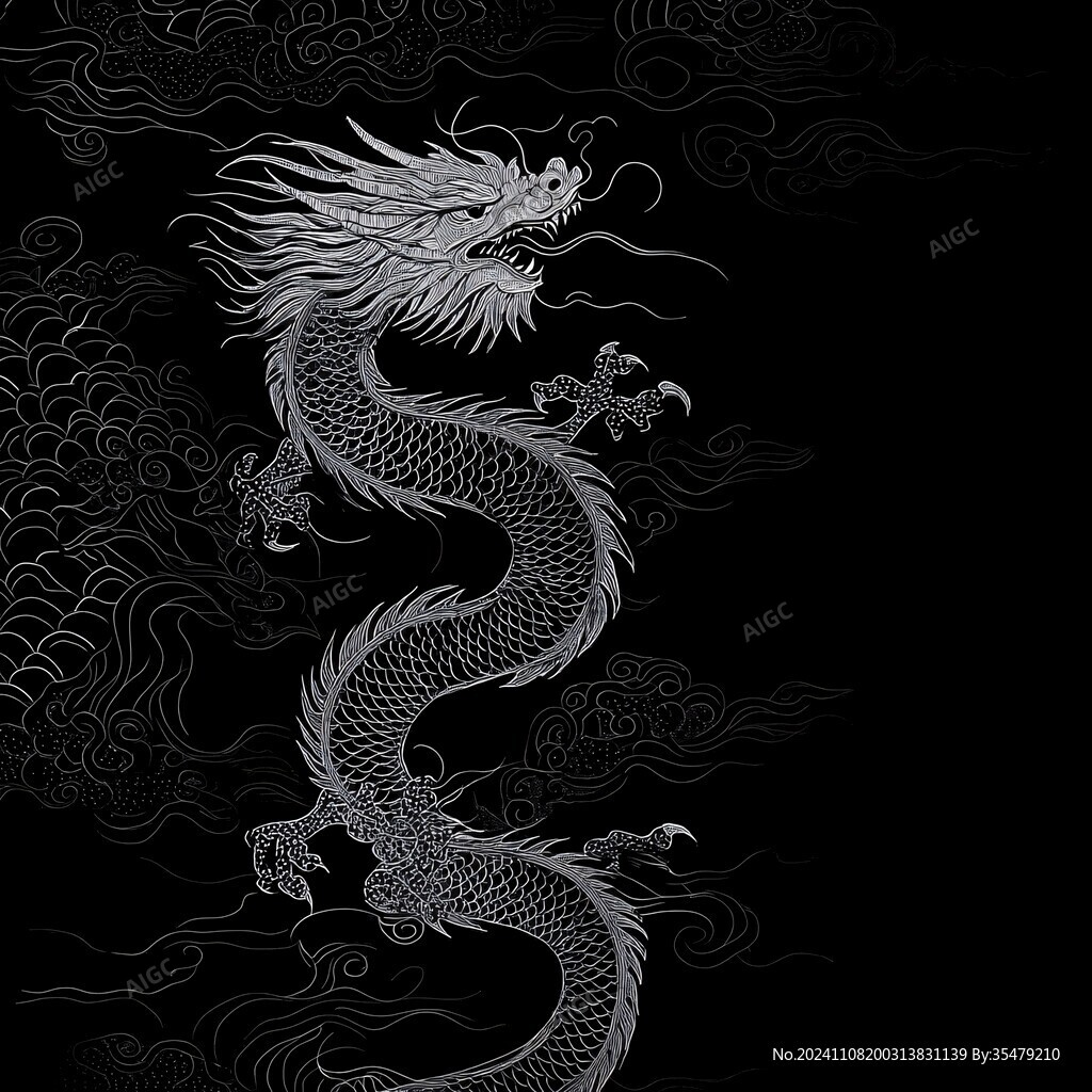 白描手绘龙